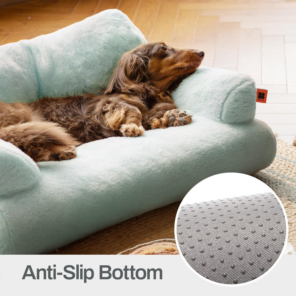 MEWOOFUN Plush Cat Bed For Indoor Cats - Washable 26x19x13 Inch Pet